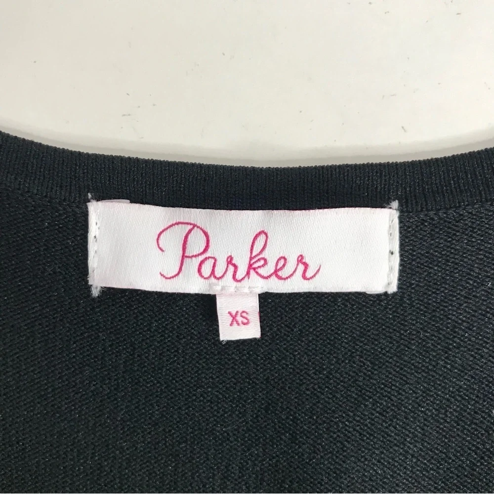 PARKER XS Kennedy Black Knit Pleated Skirt Drop Waist Lace Up Ties Tank Dress XS - Picture 9 of 16